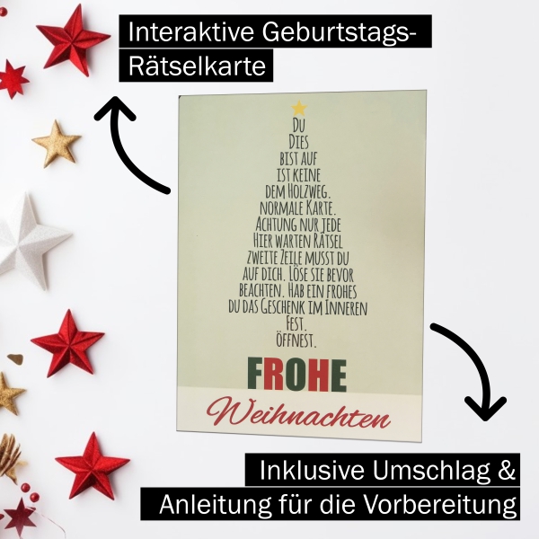 Set aus 3 Weihnachts-Rätselkarten